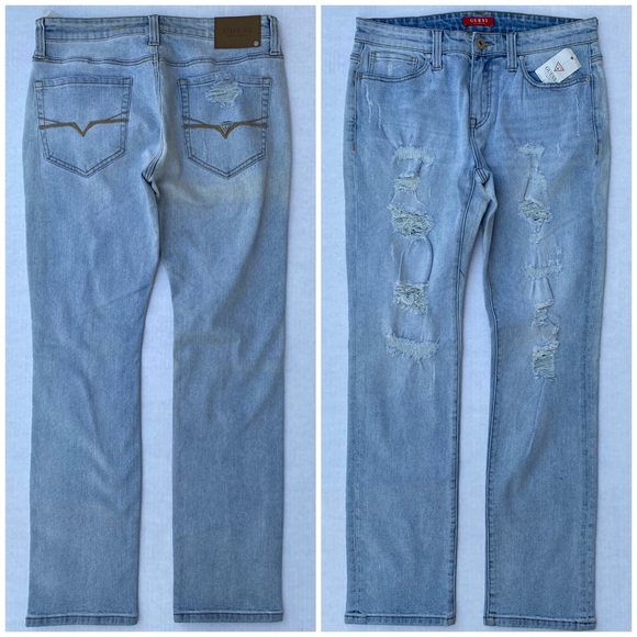 New Guess Slim Destroyed Men's Jeans SZ 34 - Picture 1 of 6